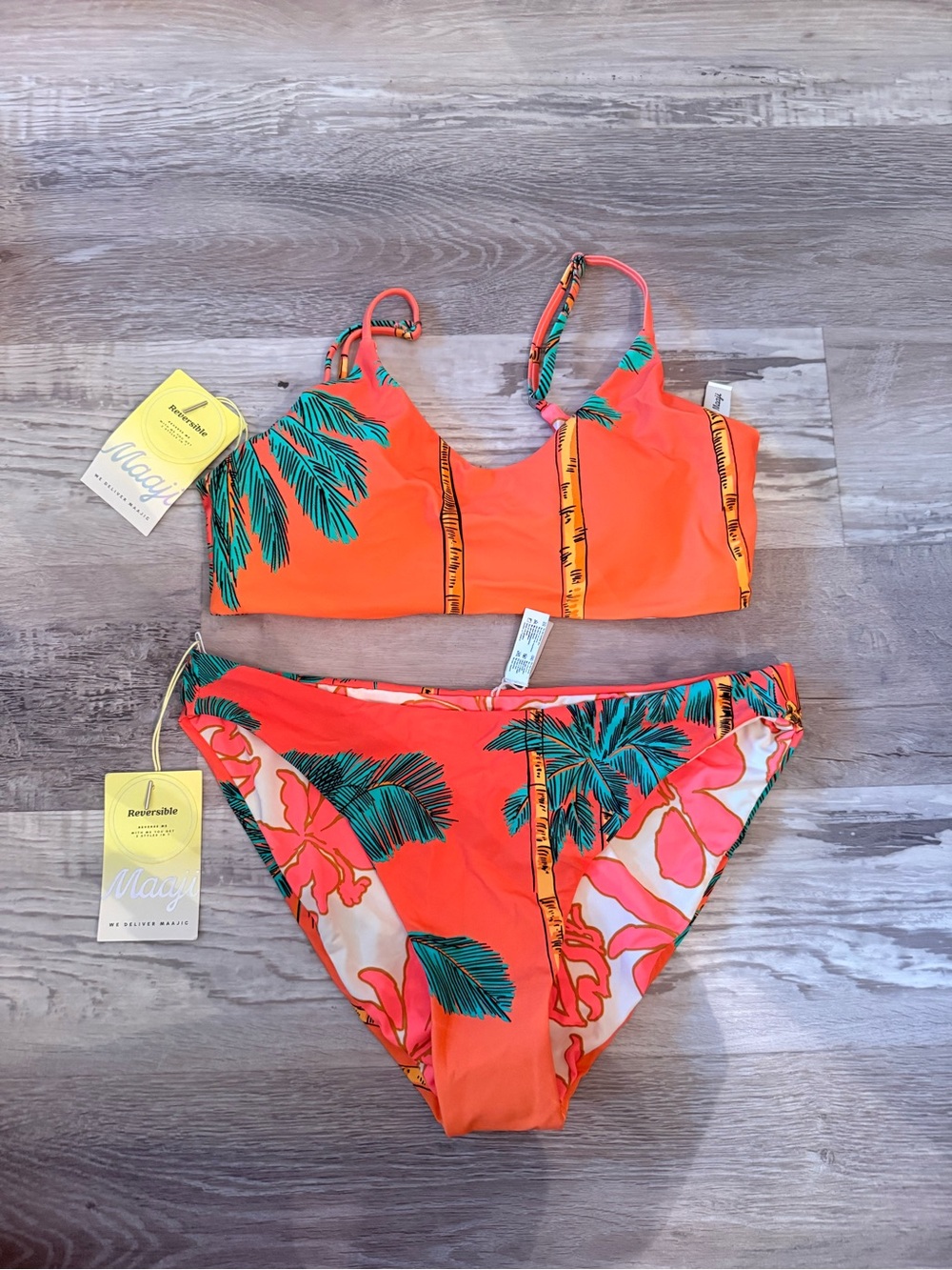 Maaji Tropical Palm Print Bikini Set size large nwt